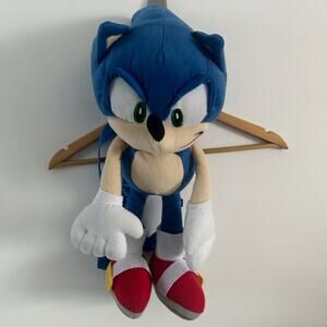 Sonic the Hedgehog 18” Blue Plush Kids Backpack SEGA EUC
